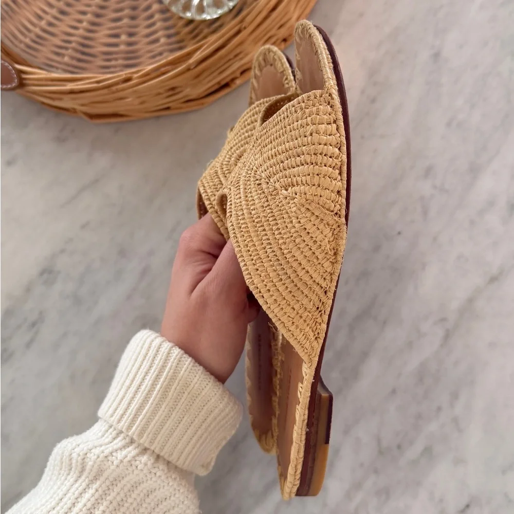 Carrie Forbes Raffia Slide Sandals in Natural Beige - Women's Casual Slip-On - Picture 4 of 7